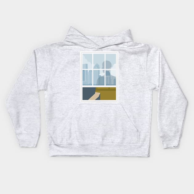 Man behind the window Kids Hoodie by Zakaria Azis